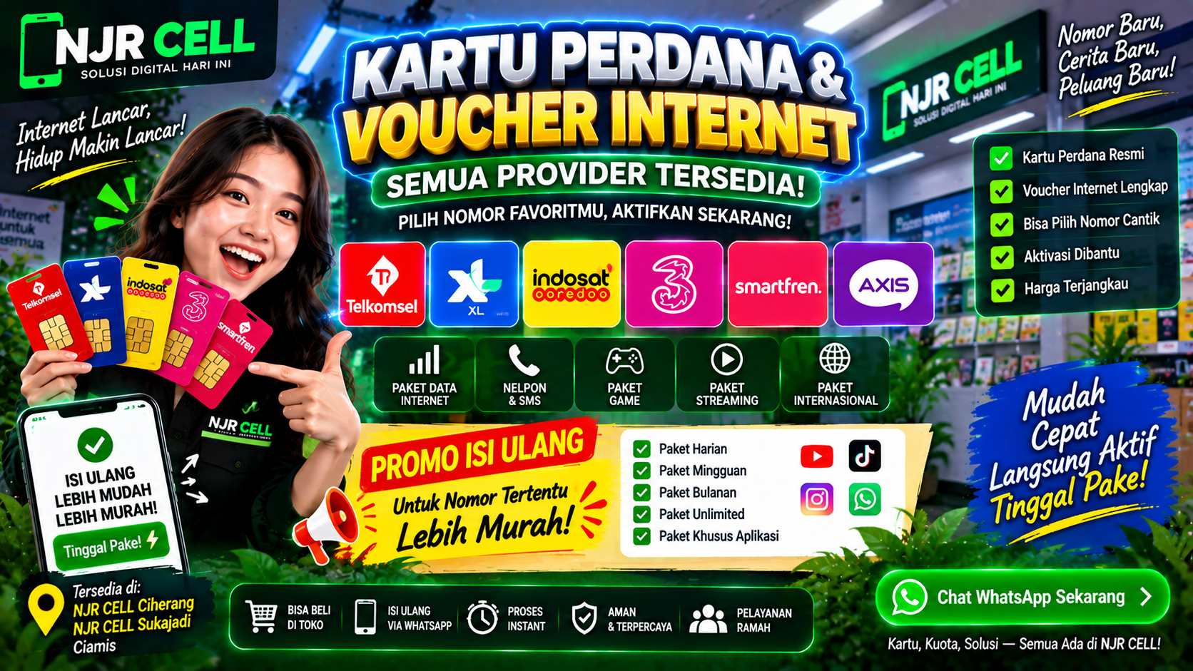 Kartu Perdana & Voucher Internet NJR CELL